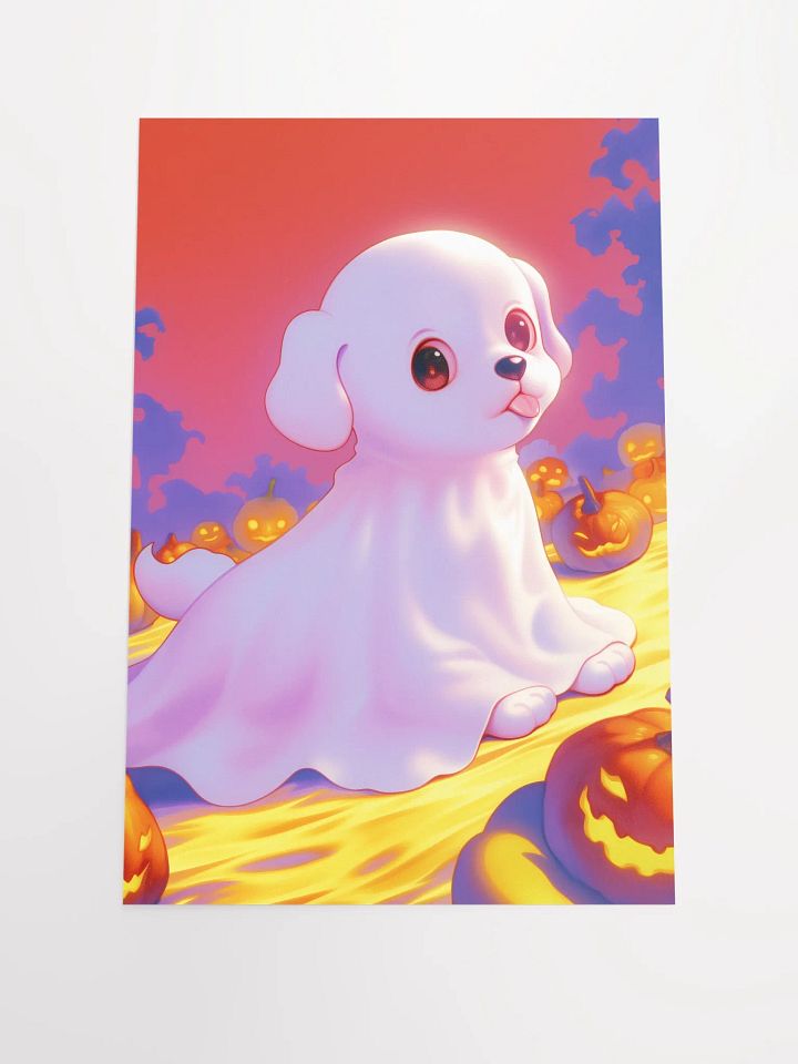 Whimsical Puppy and Pumpkin Lanterns Poster product image (1)