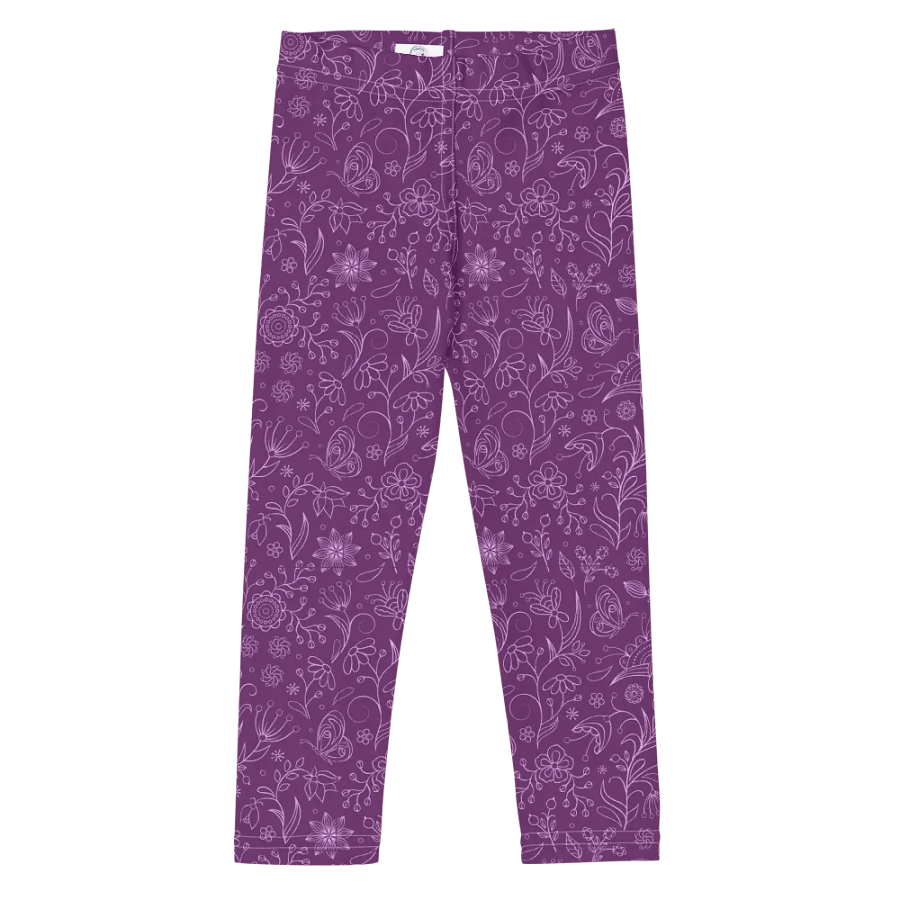 Dark Purple Floral Kid's and Toddler's Leggings product image (9)