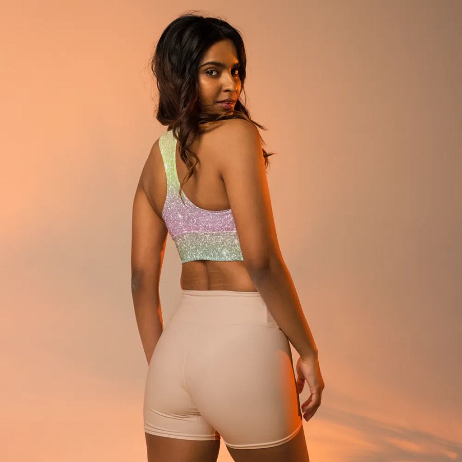 Glitter Unicorn Texture Design Longline Sports Bra - 11 product image (10)