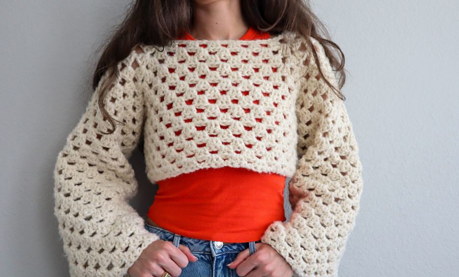 Granny Stitch Cropped Sweater product image (1)