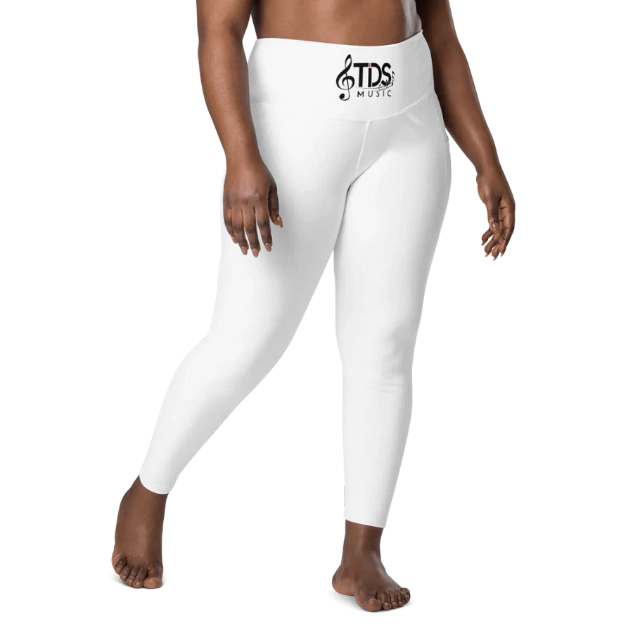 TDS Music Treble Clef Women's White Leggings With Pockets product image (8)