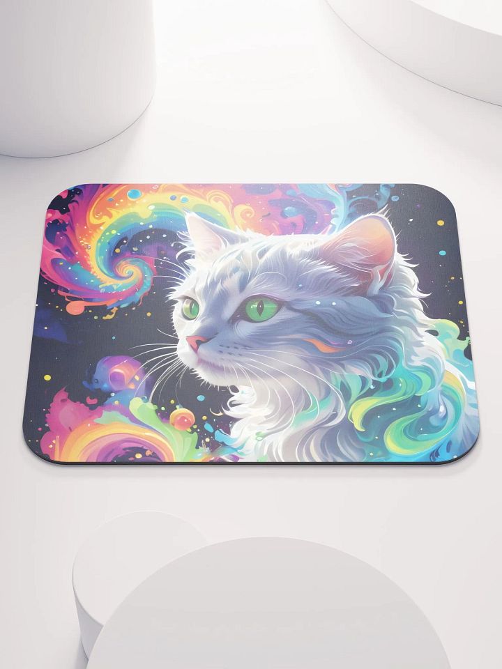 Psychedelic Cat Swirling Rainbow Art Mouse Pad product image (2)