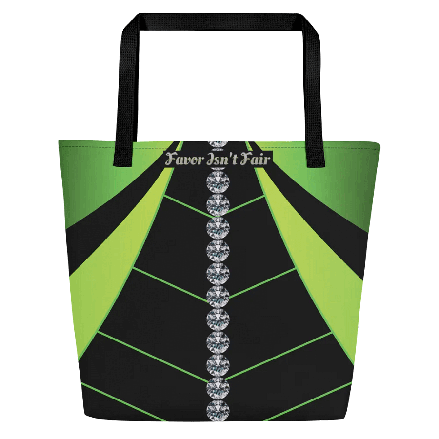 Black and Green Geometric with Diamonds BBG Tote Bag with Pocket product image (2)