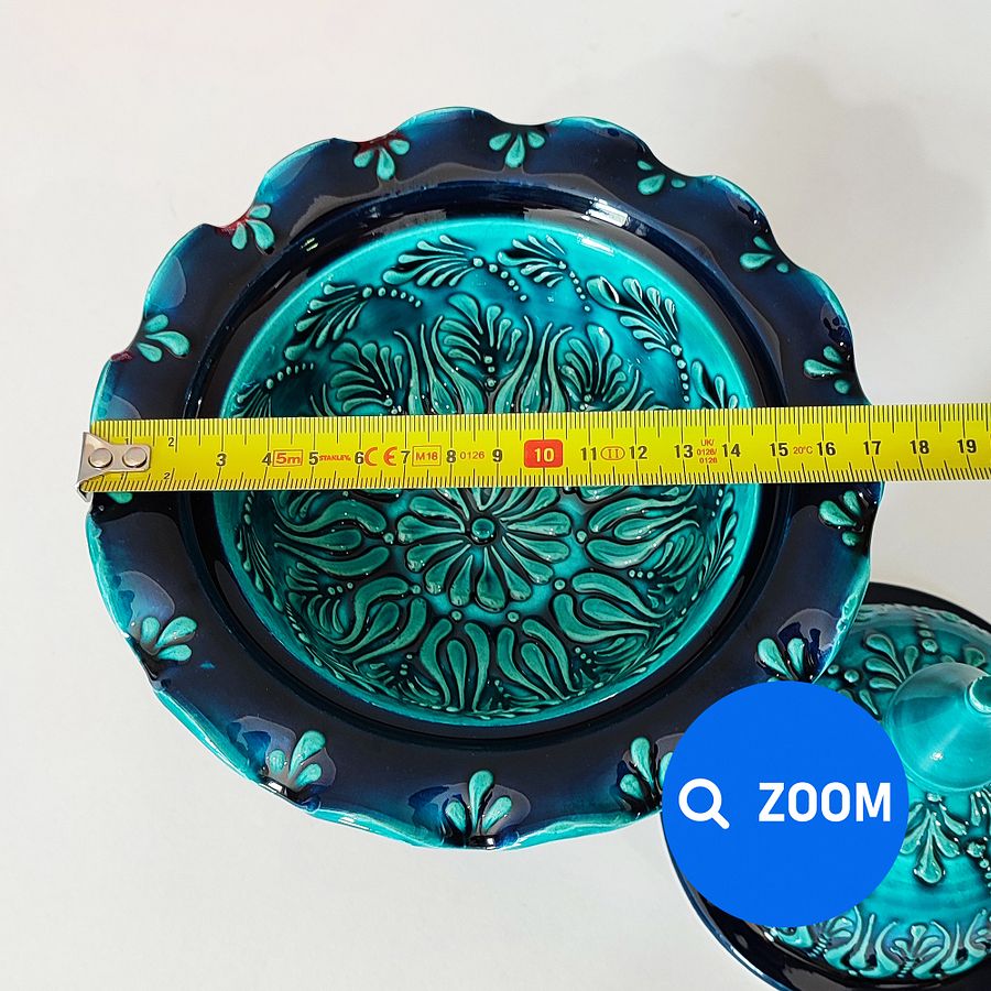 Ceramic turquoise sugar bowl — handmade pottery, handmade ceramic, home decor, handmade gift, Turkish ceramic product image (8)