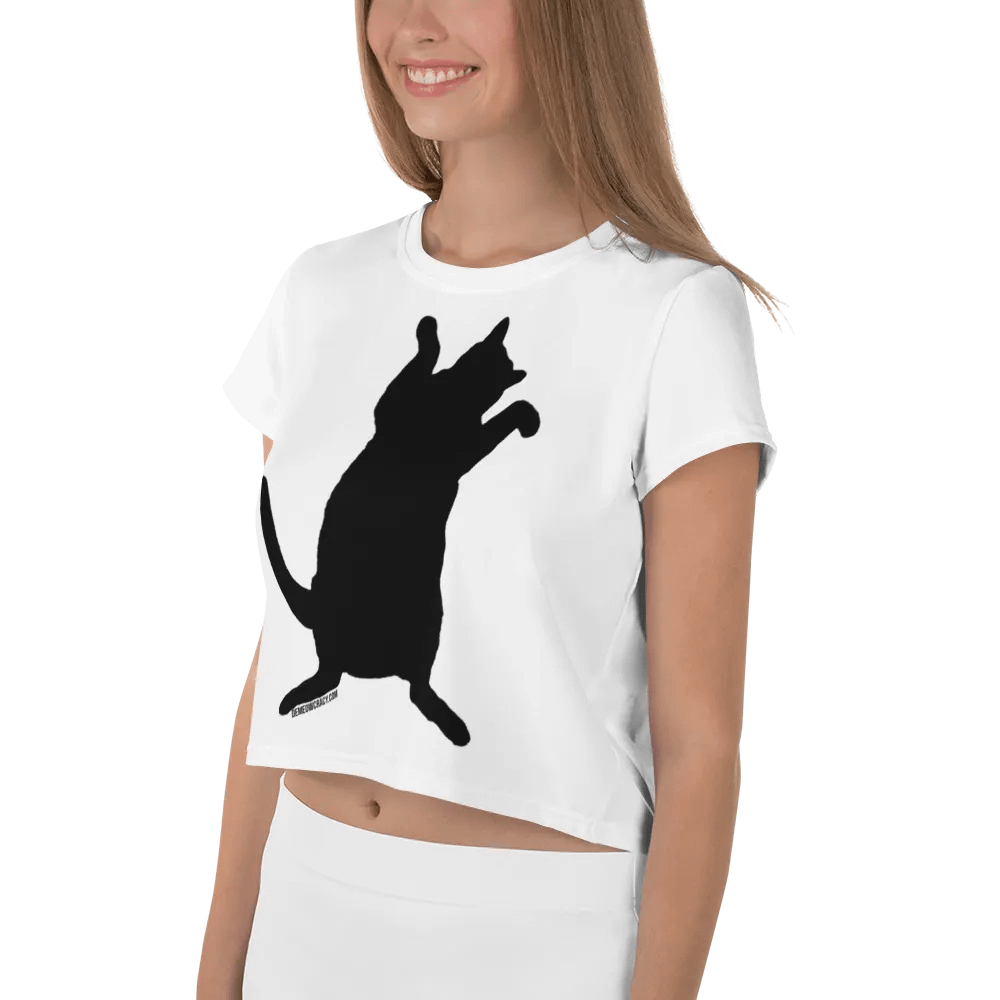 Dancing for Demeowcracy Black Cat Silhouette Crop Tee product image (8)