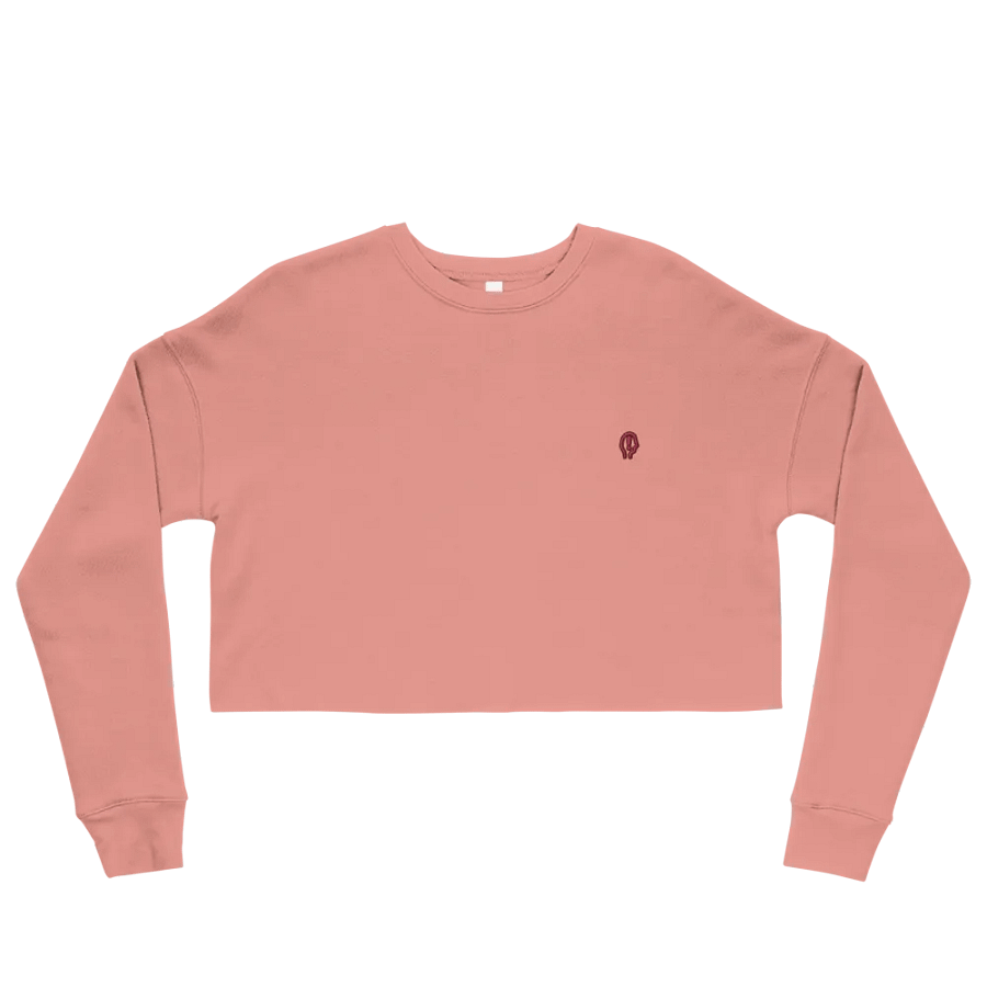 EXCLAIMING MENTALLY (rose design) embroidered fleece crop crew product image (26)