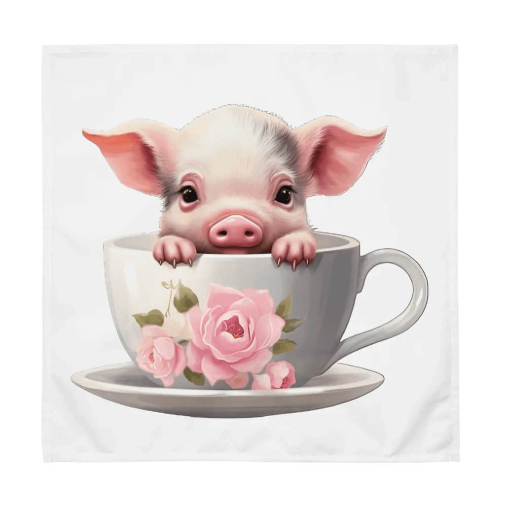 Whimsical Piglet Tea Cup Cloth Napkin Set product image (9)