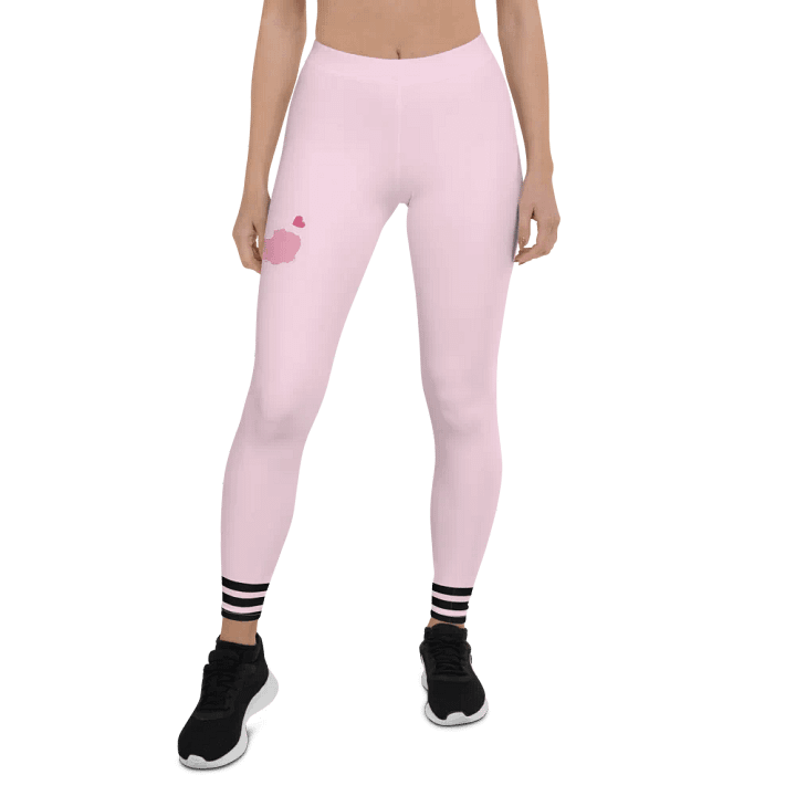 All-Over Print Leggings-Backfill Pig pink colour with Pink Lady design black stripes product image (2)