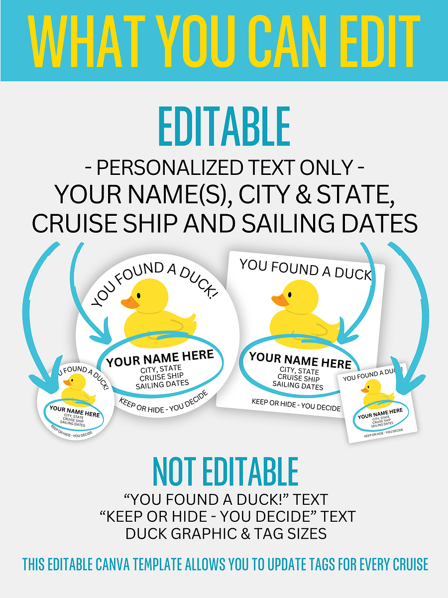 Editable Cruise Duck Tags - Circles & Squares product image (3)