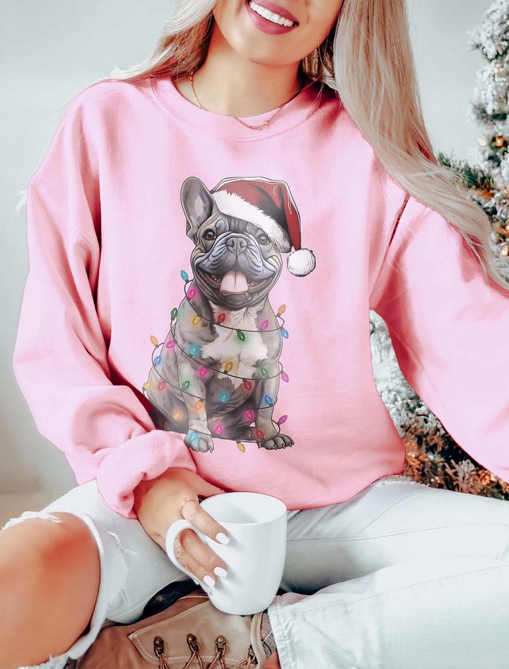 Funny French Bulldog(Blue) Christmas Sweatshirt for Frenchie Paw-rents product image (11)