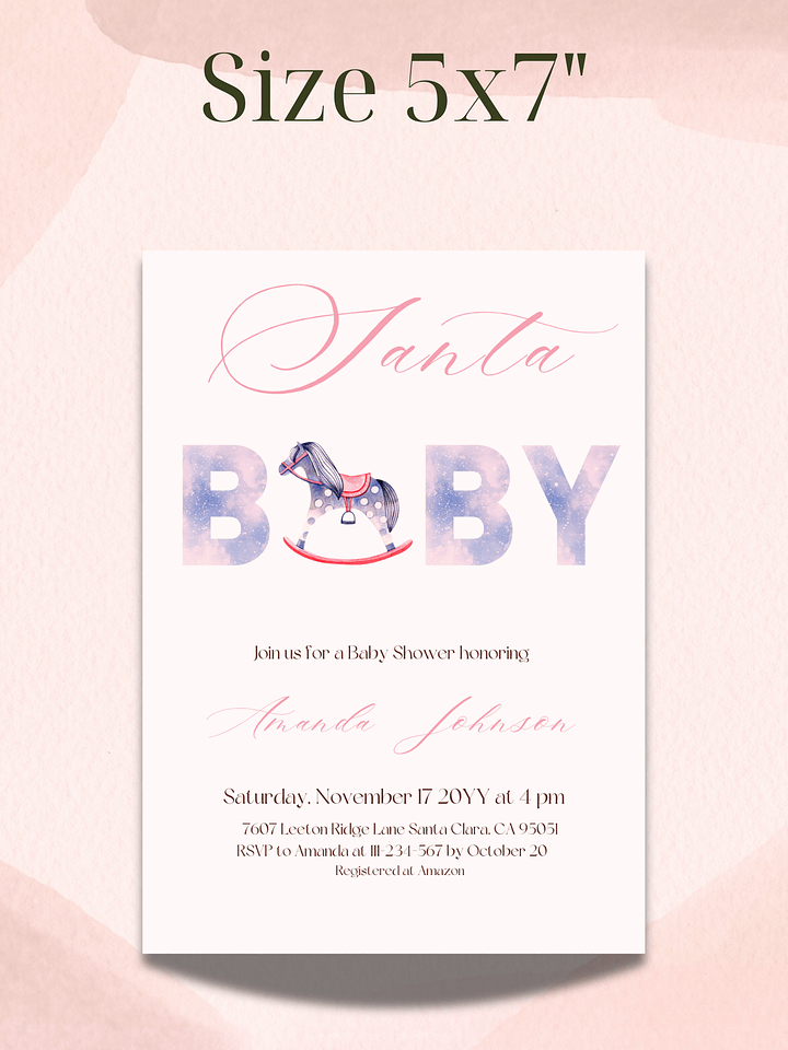 Santa Baby Shower Invitation for Christmas Toy Themed Party, Digital Download Winter Girl Baby Shower Invite, Canva Template product image (2)
