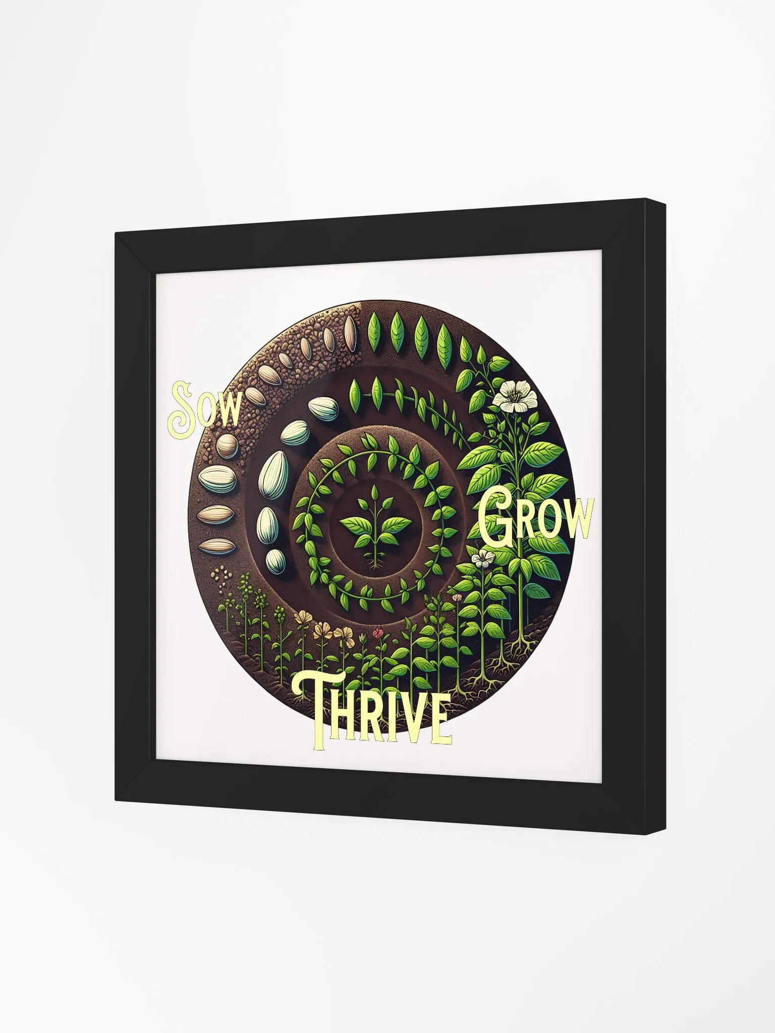 Sow, Grow, Thrive Framed Square Poster | Grow with Purpose | Flourish from Within | Cultivate Your Dreams | Blossom with Patience | Nurture Your Path product image (2)