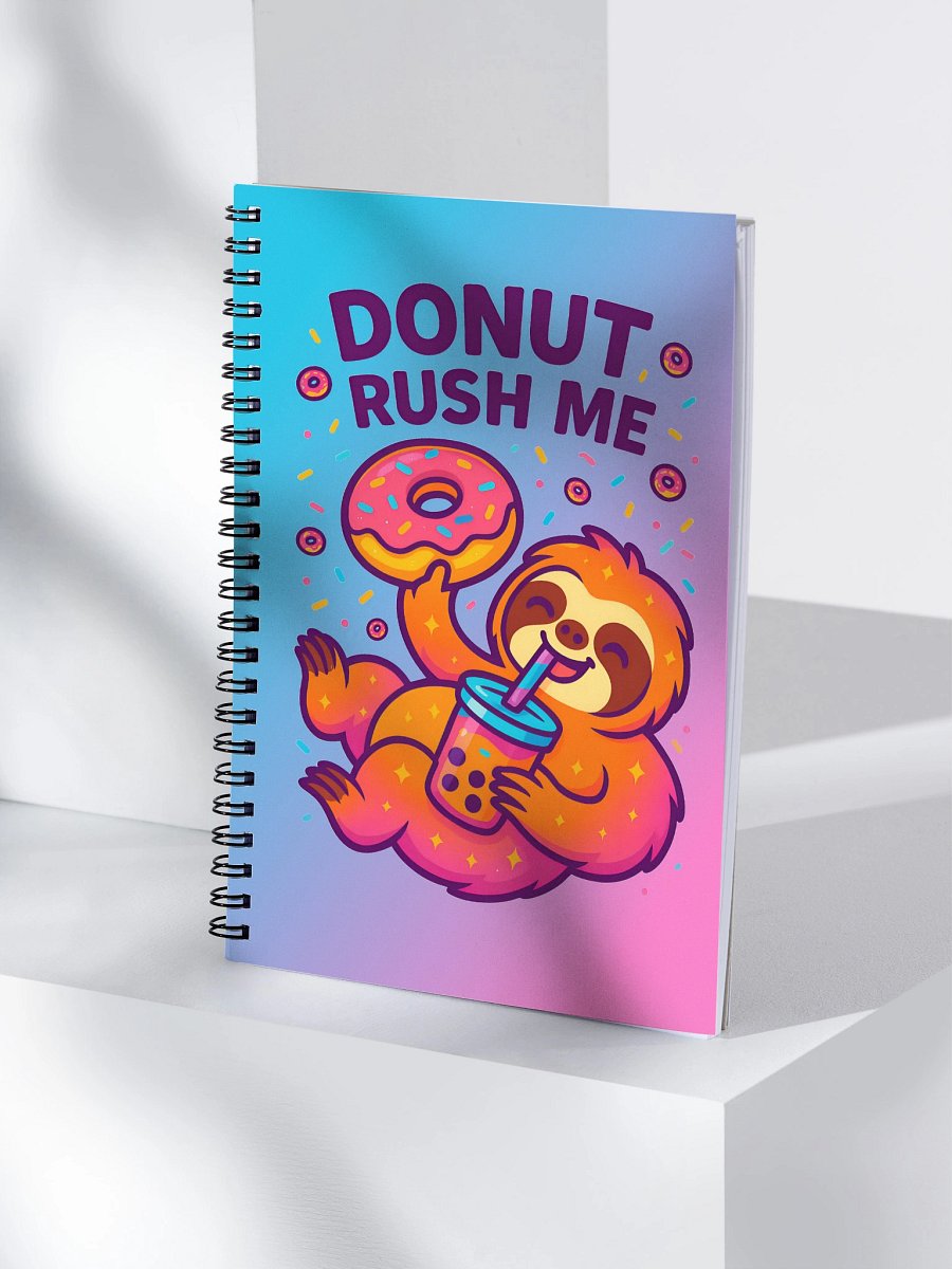 Donut Rush Me – Funny Sloth Notebook With Bubble Tea & Donut | Sloths Having Snacks Collection product image (4)