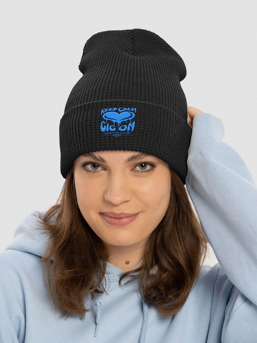 Keep Calm, Gig On Side-Gig Club Waffle Knit Beanie in Aqua/Teal product image (1)