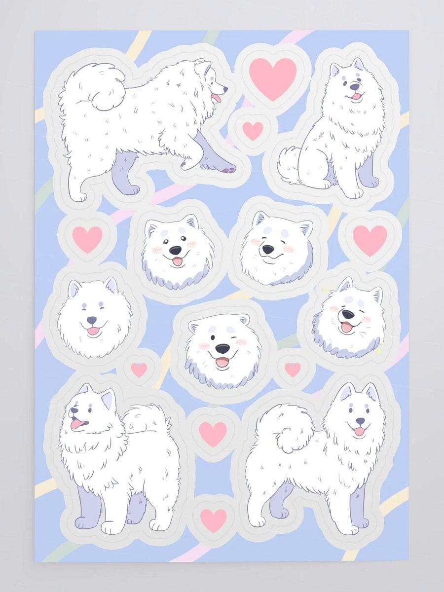 Fluffy Samoyed Love Sticker Sheet product image (4)