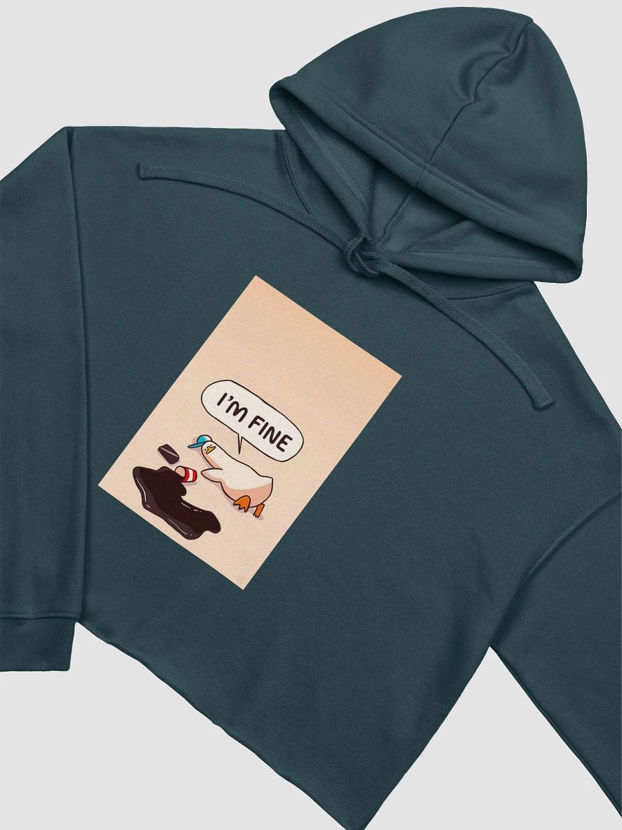 Devastated Goose Meme I'm Fine Crop Hoodie product image (23)
