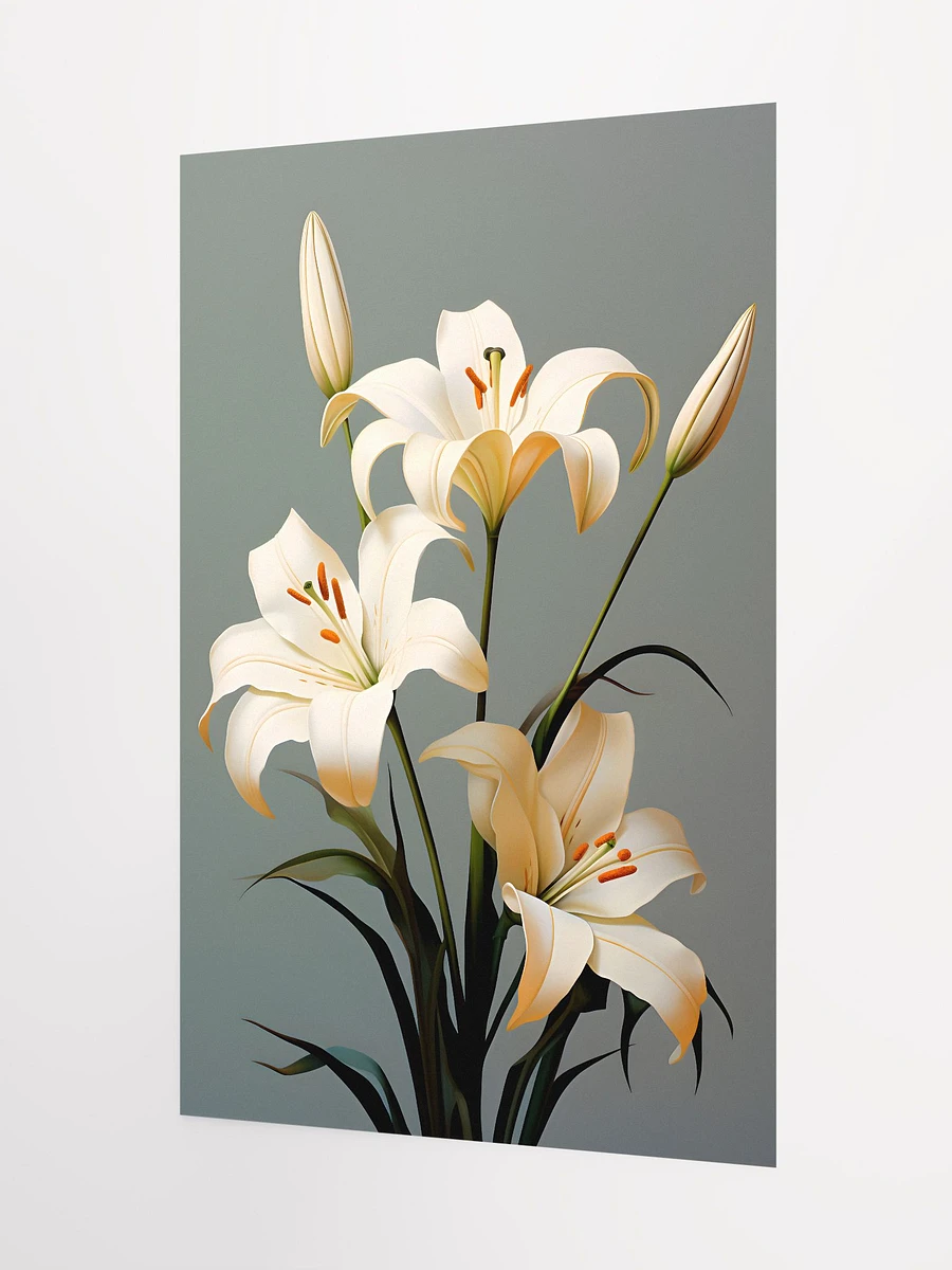 Tranquil White Lilies Art Print: Serene Botanical Poster for Sophisticated Decor Matte Poster product image (5)