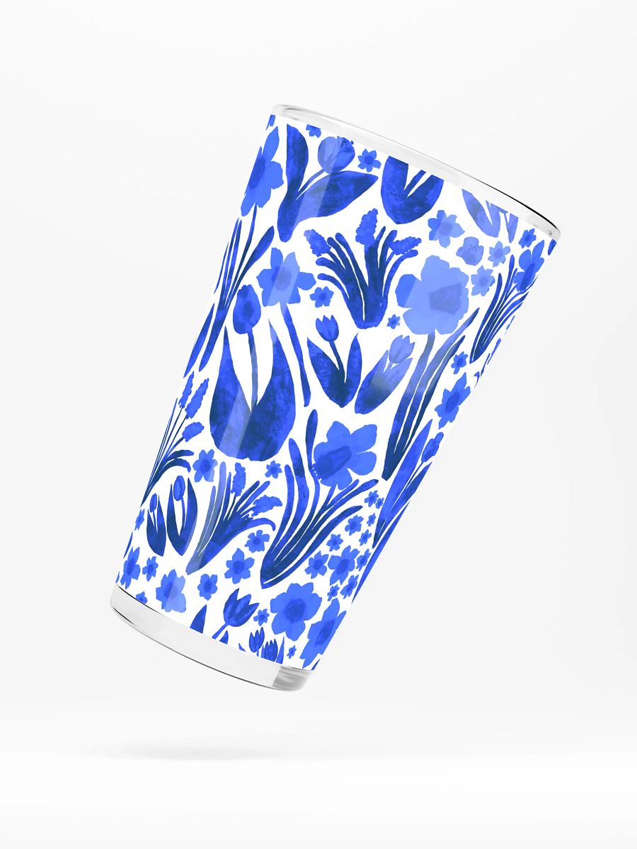 Spring Garden | Royal Blue on White | Shaker Pint Glass by Monique Faella Designs™ Sip in Full Bloom 🌼🍹💙 product image (5)
