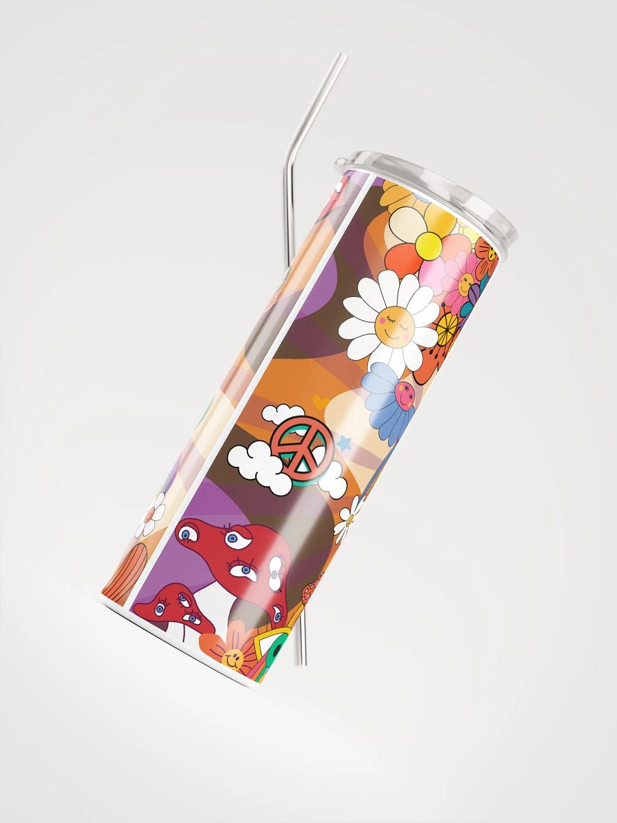 🌼 Boho Hippie Stainless Steel Tumbler | Eco-Friendly 20oz Cup with Reusable Straw product image (4)