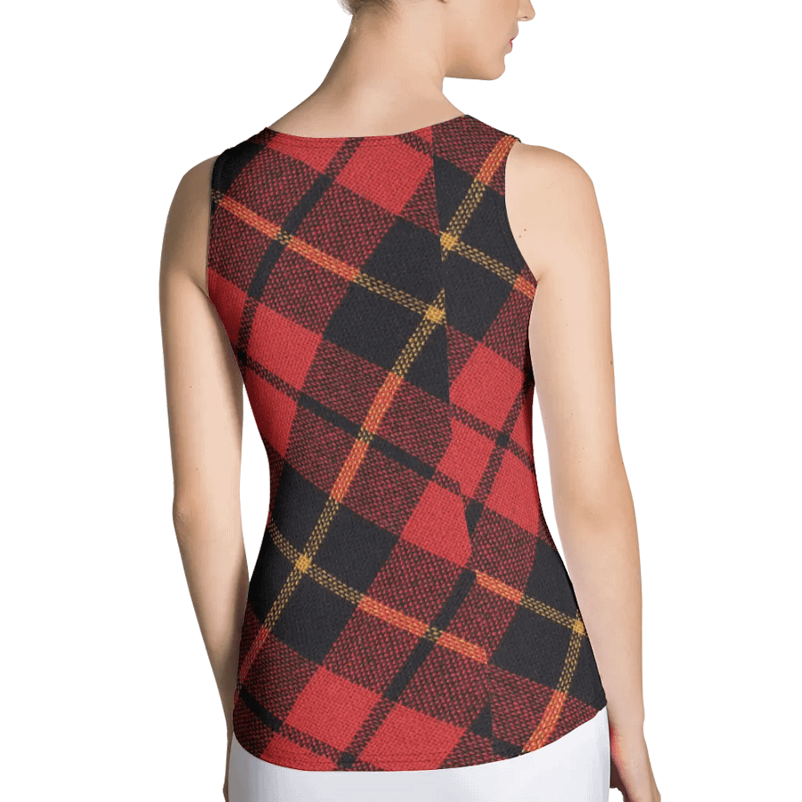 ALL-OVER PRINT RED YELLOW AND BLACK CHECKERED PATTERN VINTAGE CHECKERED WOMEN'S TANK TOP product image (2)