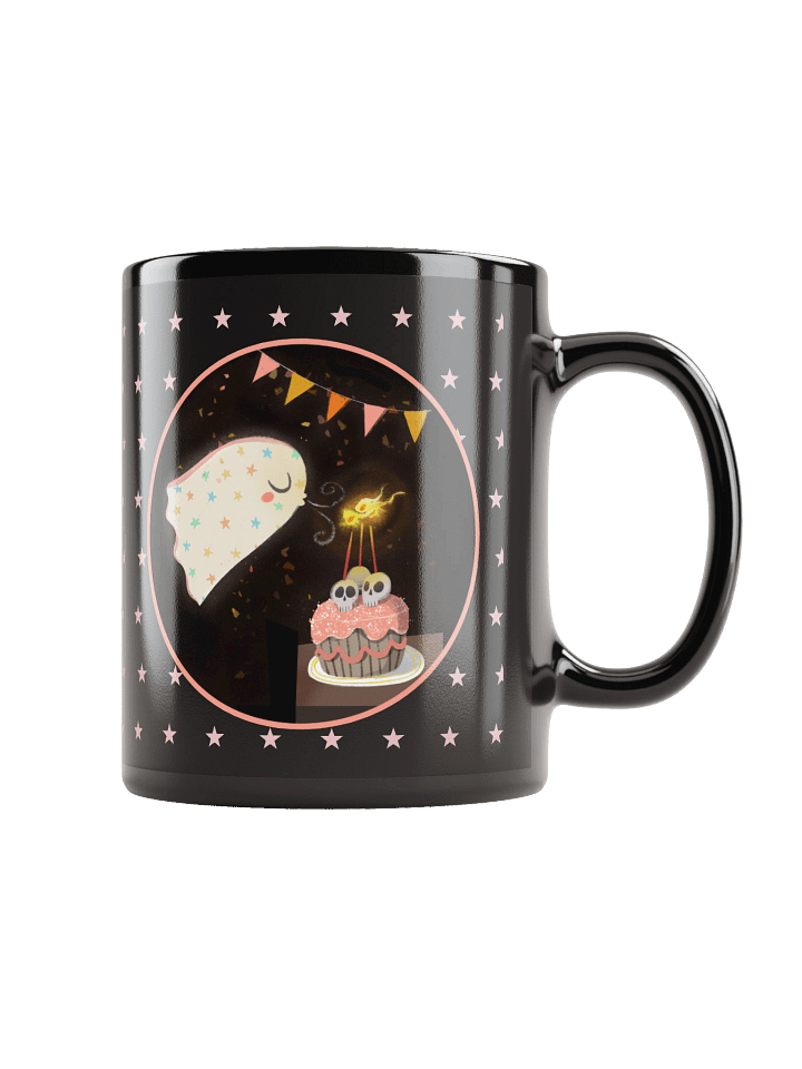 Little Ghost Birthday Cake - Black Ceramic Birthday Mug product image (1)