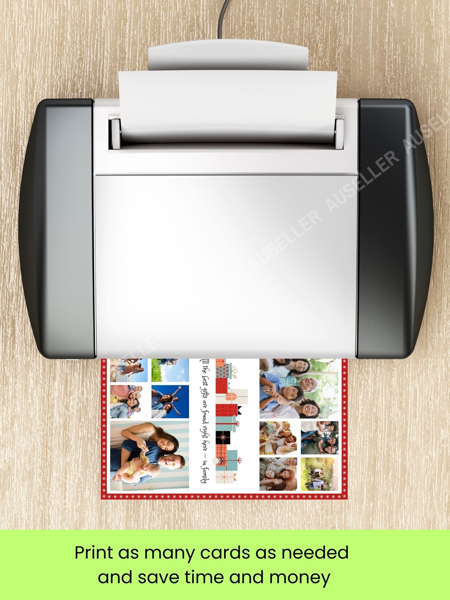 Christmas Photo Collage Card With Stars In Red Border Template product image (8)