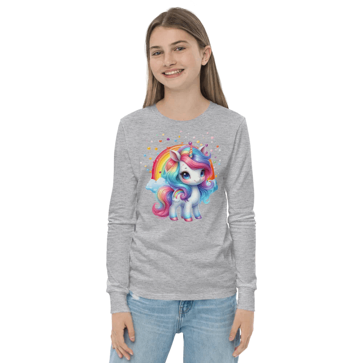 Rainbow Unicorn Youth Long Sleeve T-Shirt Front & Back Design product image (1)