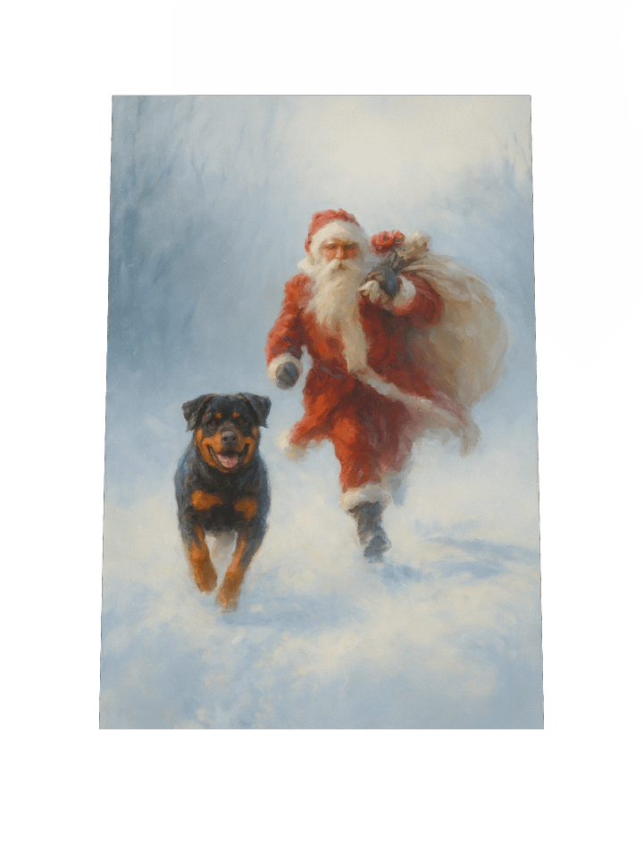Rottweiler & Santa's Winter Run Poster product image (1)