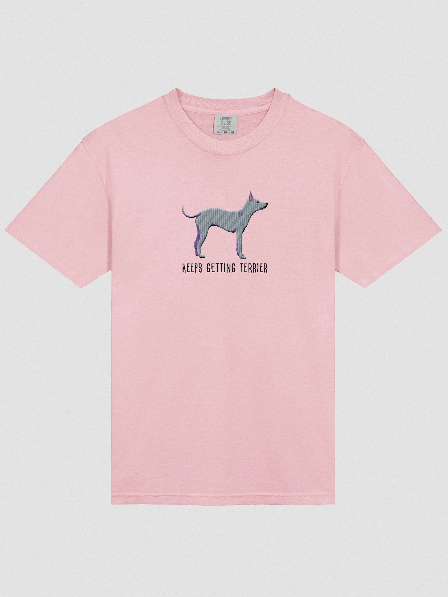 Keeps Getting Terrier T-Shirt(Embroidered) of an American Hairless Terrier(Gray) product image (6)