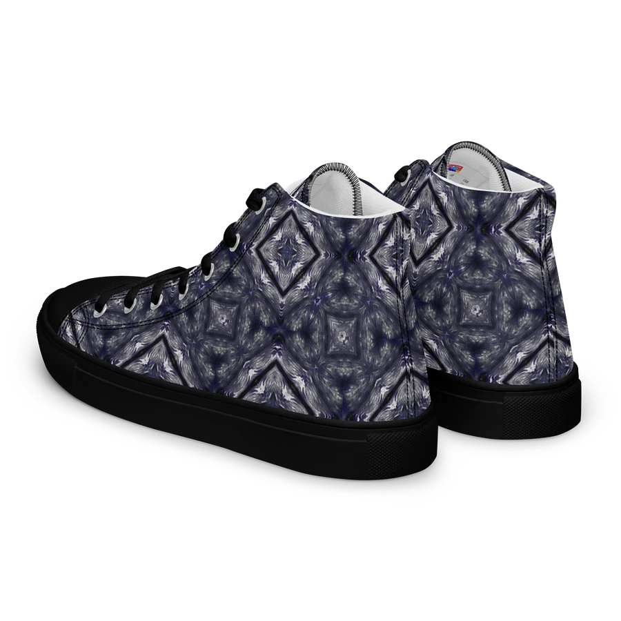 Abstract Dark Monochrome Diamond Men's Black Toe Canvas Shoe High Tops product image (3)