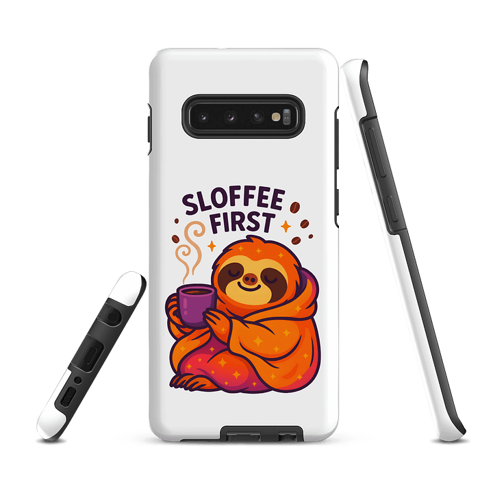 Sloffee First – Funny Sloth Samsung Case | Coffee Lover Tough Phone Case – Sloths Having Snacks Collection product image (2)