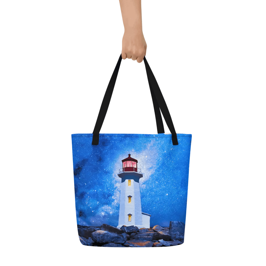 Peggy's Cove Lighthouse by Night Tote Bag product image (10)