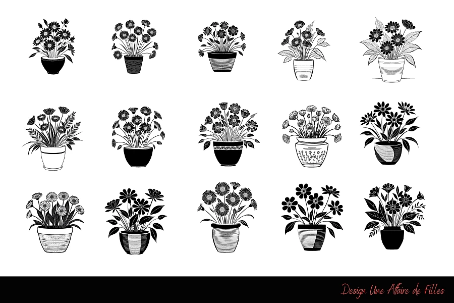 Exquisite Flower Silhouette : 30 Vector Clipart Collection product image (3)