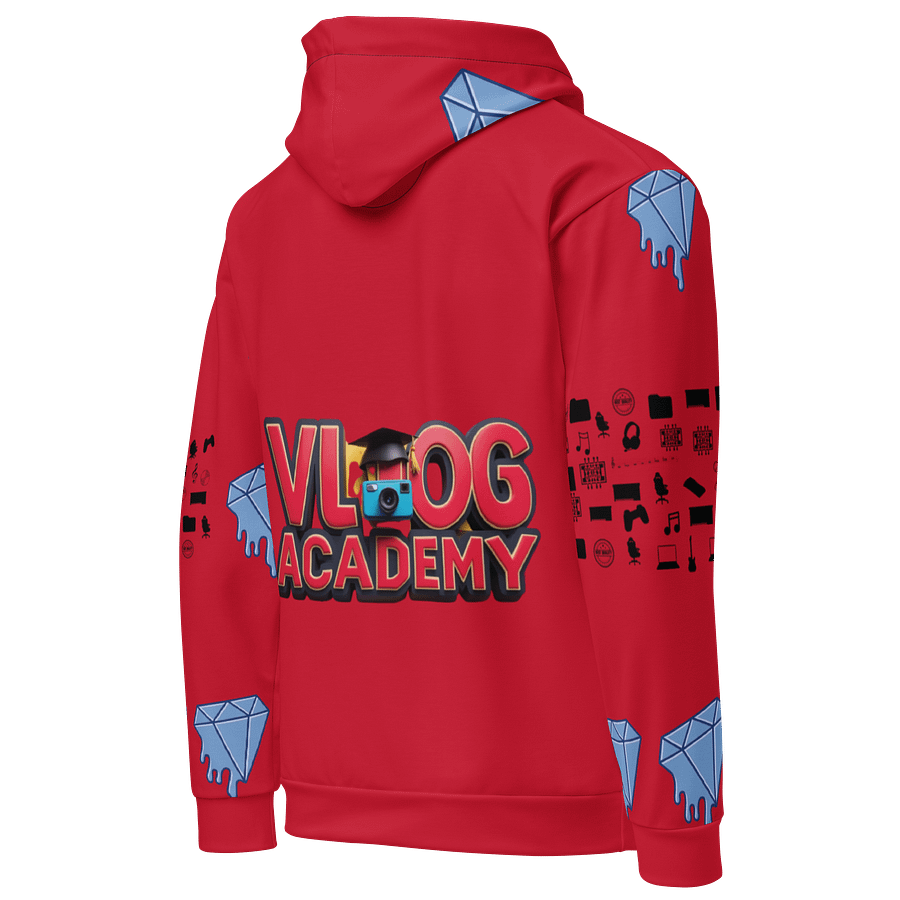 Red Vlog Academy All-Over Print Recycled Unisex Hoodie product image (5)