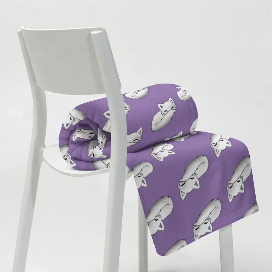 Sleepy Fox Throw Blanket with Purple Background product image (12)
