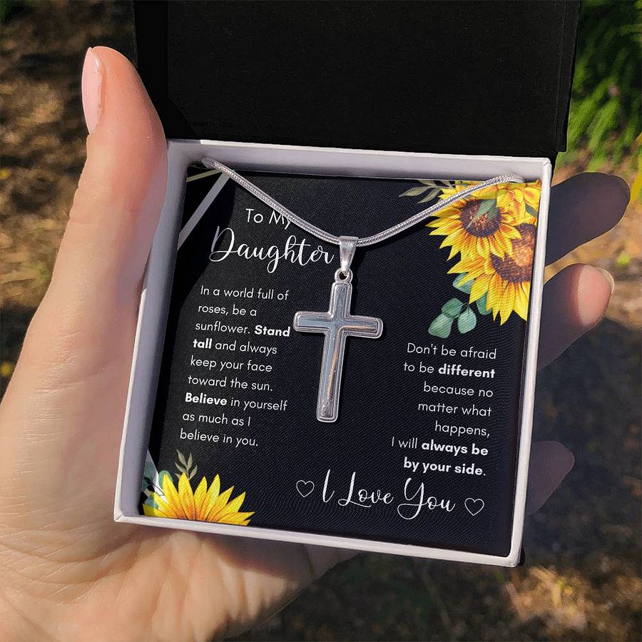 Daughter Cross Necklace - Be A Sunflower product image (4)