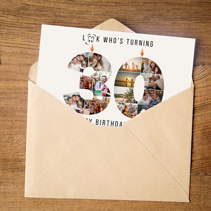 30th Birthday Number Photo Card Canva Template product image (2)