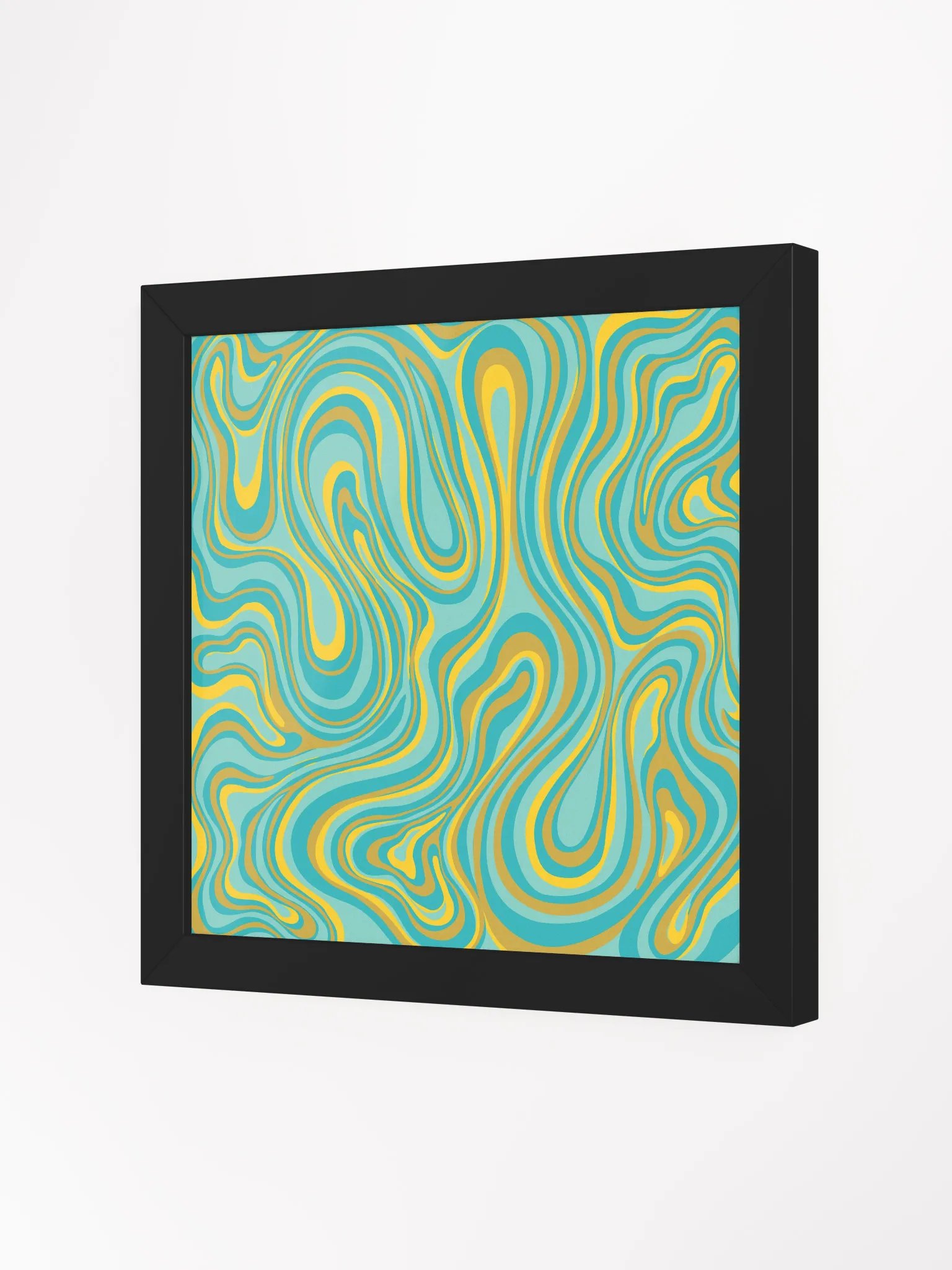 Flowing Teal Abstract Framed Poster - Stone No. 1 product image (2)