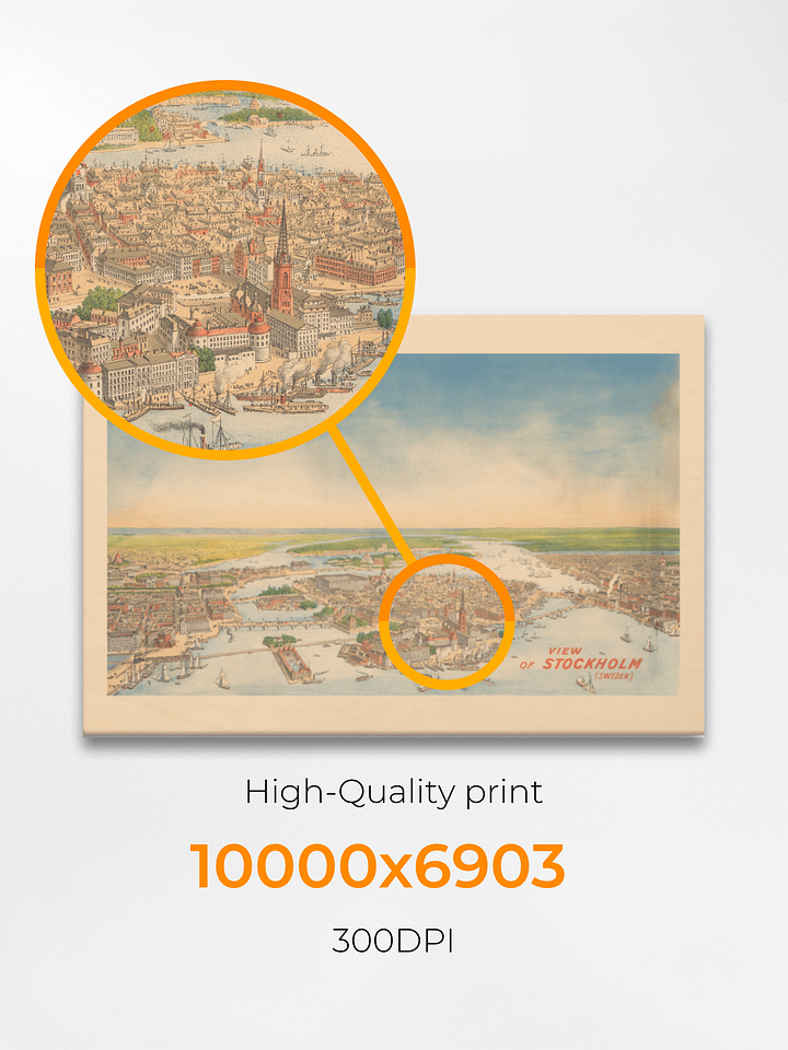 Stockholm Aerial View Canvas Print – 1901 Hand-Drawn Cityscape product image (2)