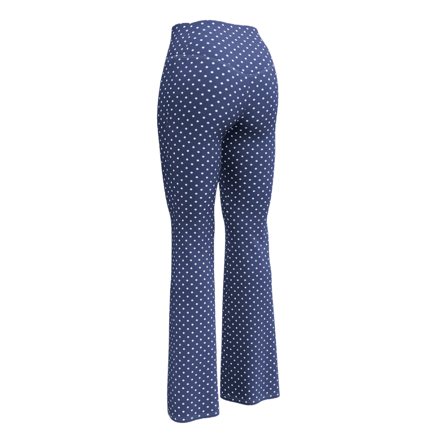 Blue with White Polka-Dots Wide Leg Yoga Pants product image (8)