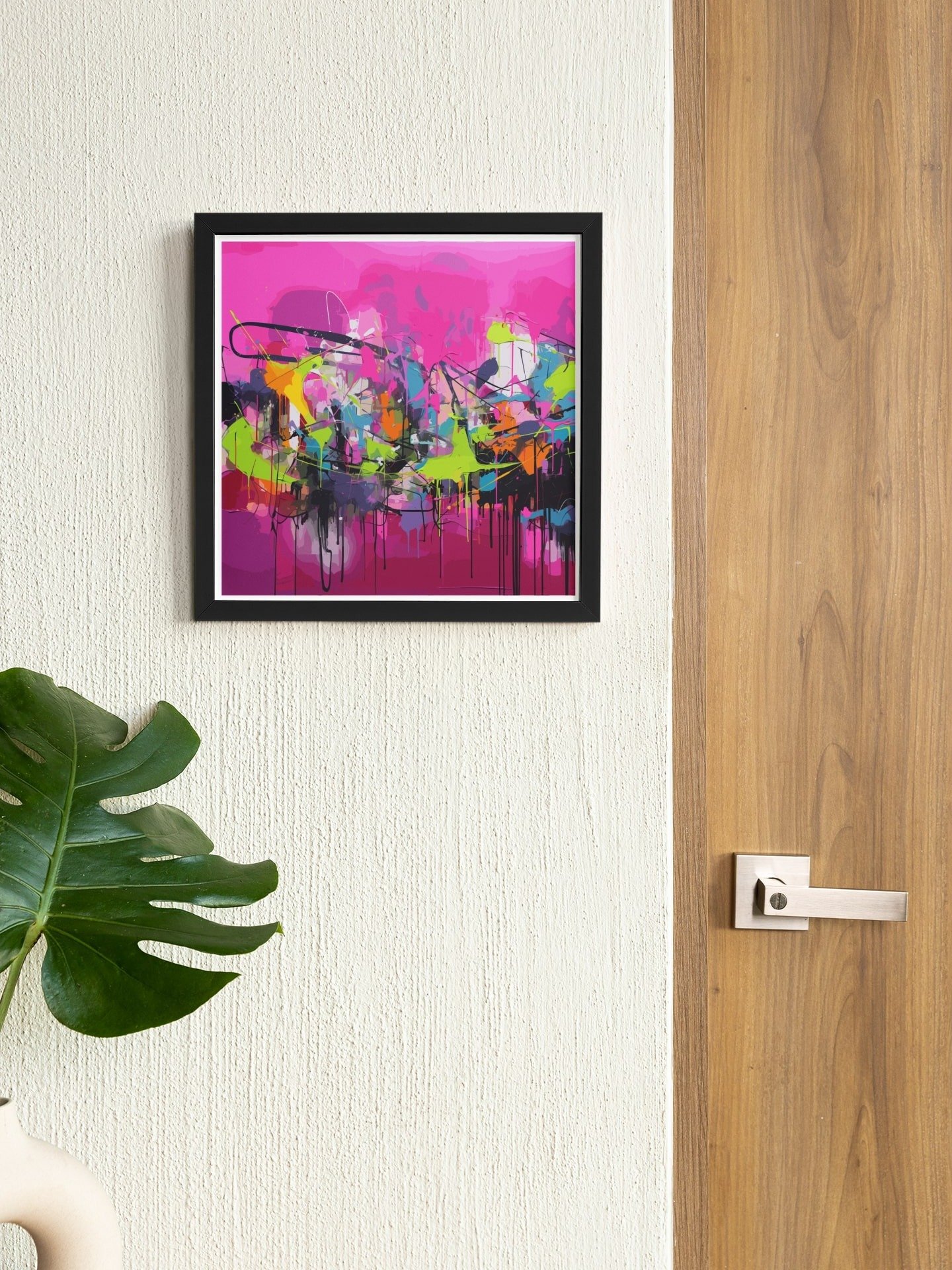 Vibrant Pink Abstract Art Print, Bold Drip Graffiti Painting, Modern Urban Art Poster, Eclectic Splash Color Home Decor, Artistic Wall Art product image (2)