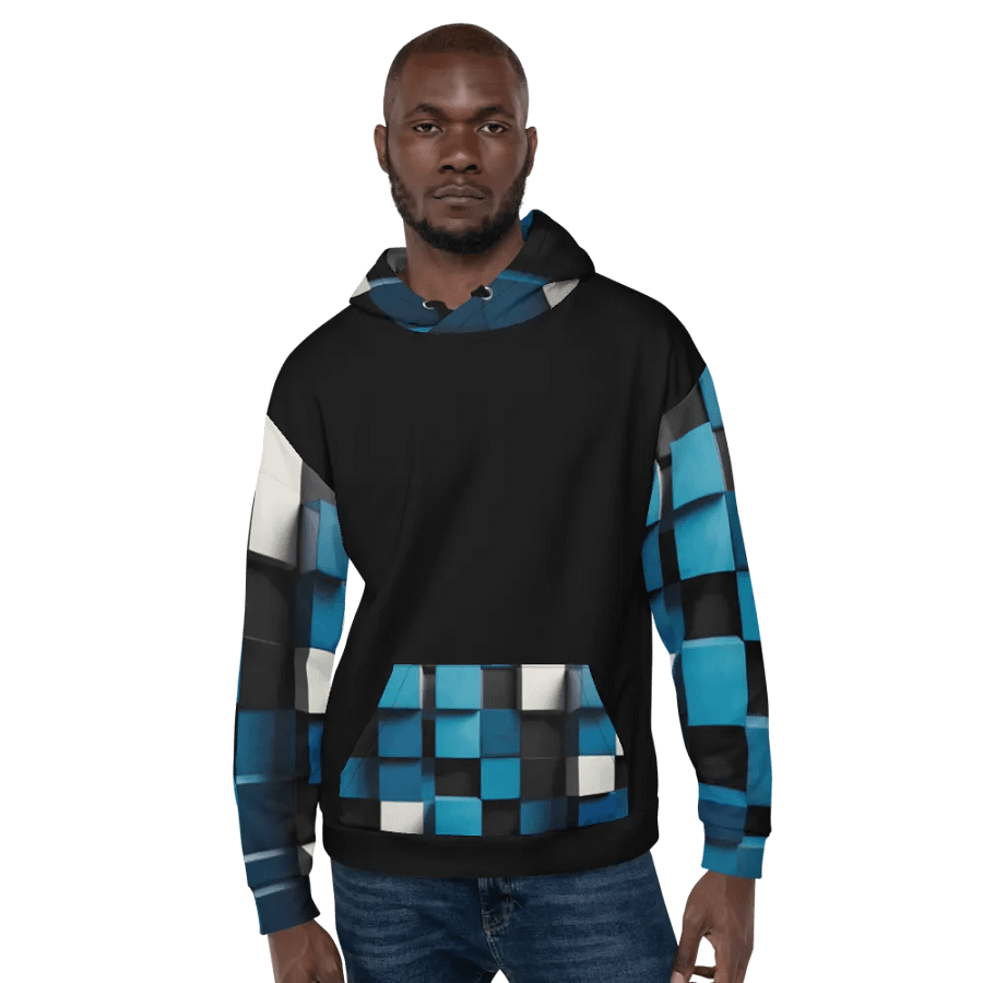 Black And Blue Squares Unisex Hoodie product image (6)