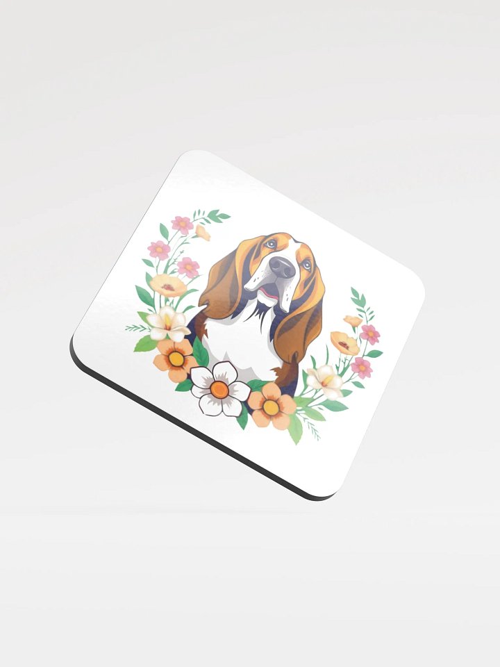 Floral Basset Hound Cork Coaster product image (2)