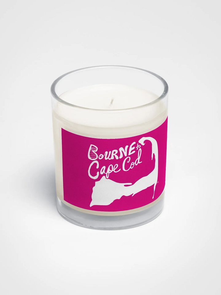 BOURNE to Cape Cod™ | Beach Vibes Candle | Unscented Soy Wax in Glass Jar | White Logo on Vibrant Pink product image (2)