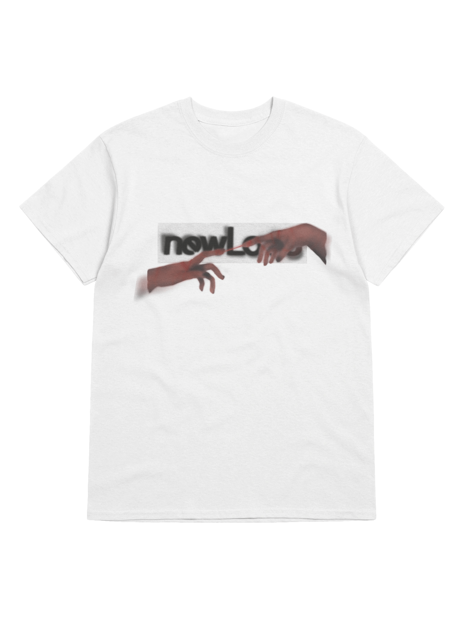 newLove "unbalanced" white tee product image (1)