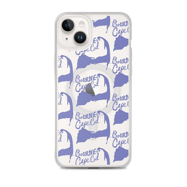 BOURNE to Cape Cod™ | MagSafe® Clear iPhone® Case | Coastal Cool Protection & Style | Slate Blue Repeat Logo product image (2)
