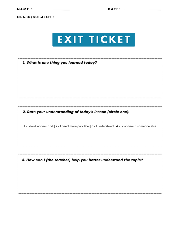 Exit Ticket Template | Printable Classroom Resource product image (1)