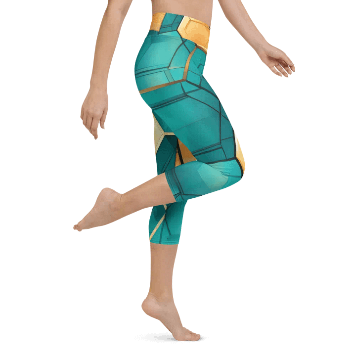 Hexagonal Harmony: Teal and Gold Geometric Fusion product image (1)