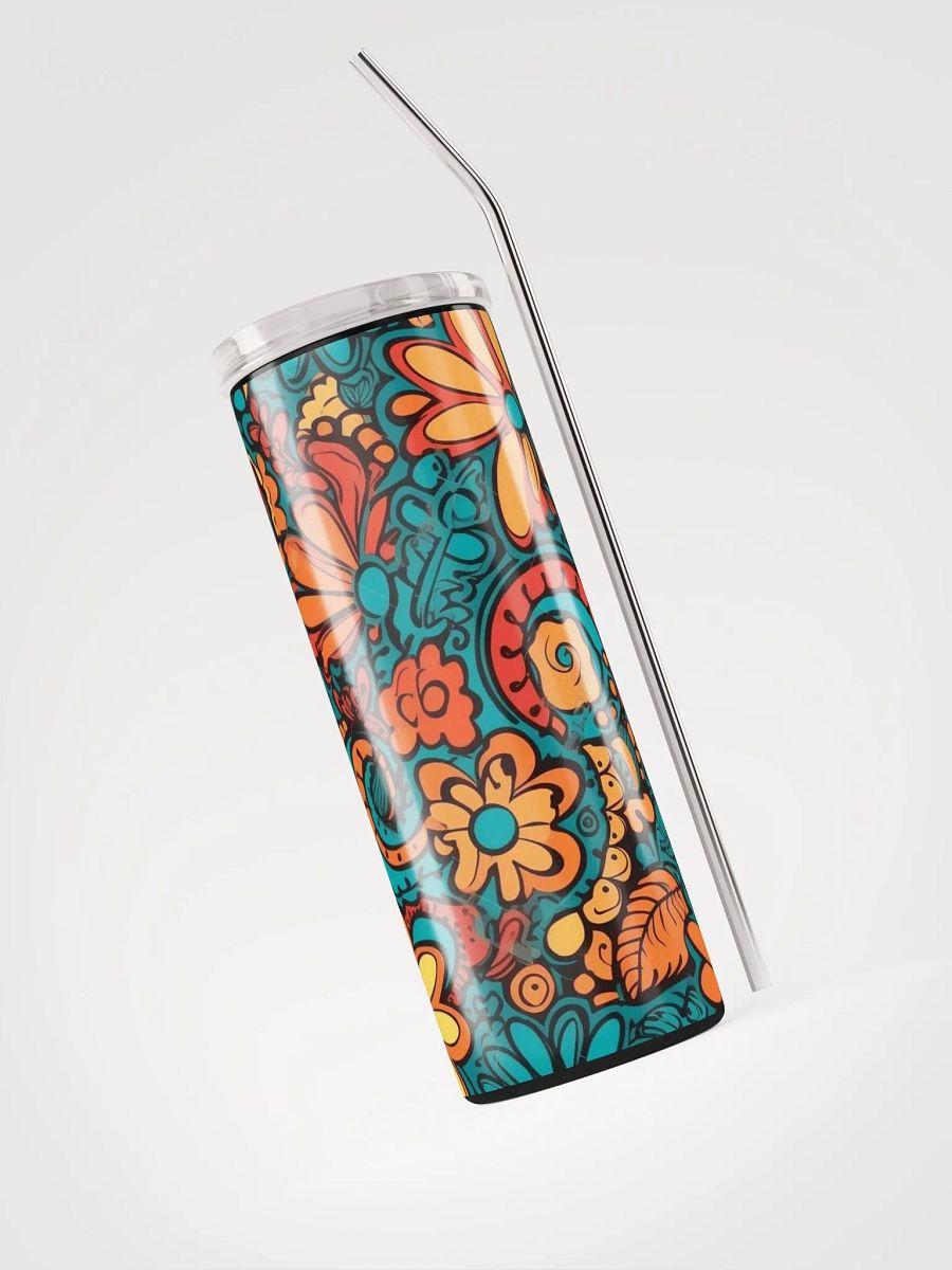 Groovy Hippie Stainless Steel Tumbler | Eco-Friendly 20oz Cup with Reusable Straw! product image (3)