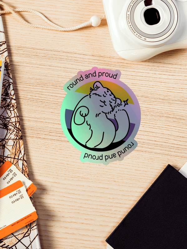 Round and Proud Manul Holo Sticker - Nonbinary Flag Version product image (4)